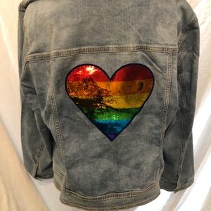 Lane Bryant Denim Jacket with Sequin Heart